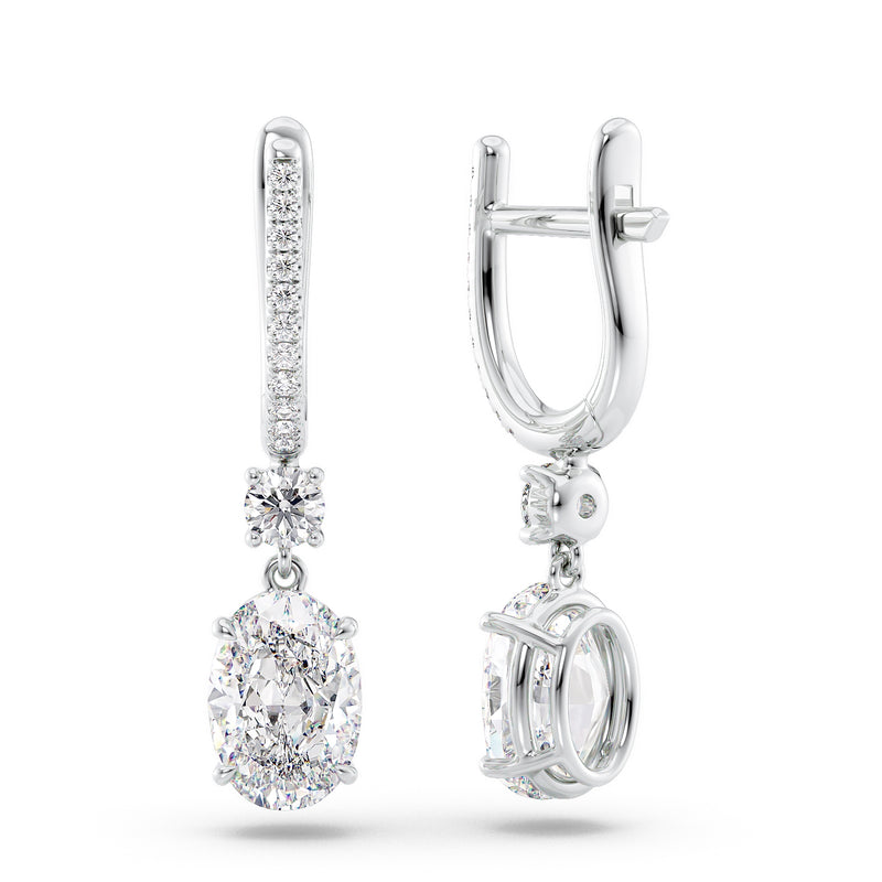 1CT Oval Shape Moissanite Diamond Drop Earring Set For Her