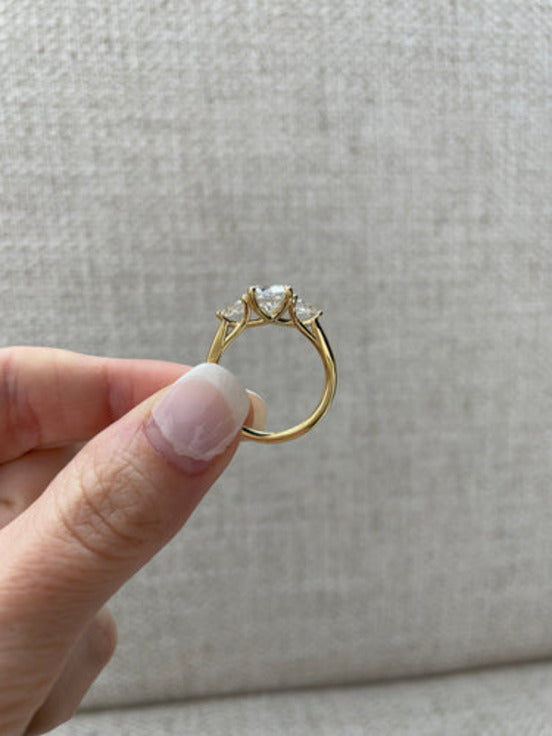 Round With Pear Shape Trilogy Gold Engagement Ring For Her