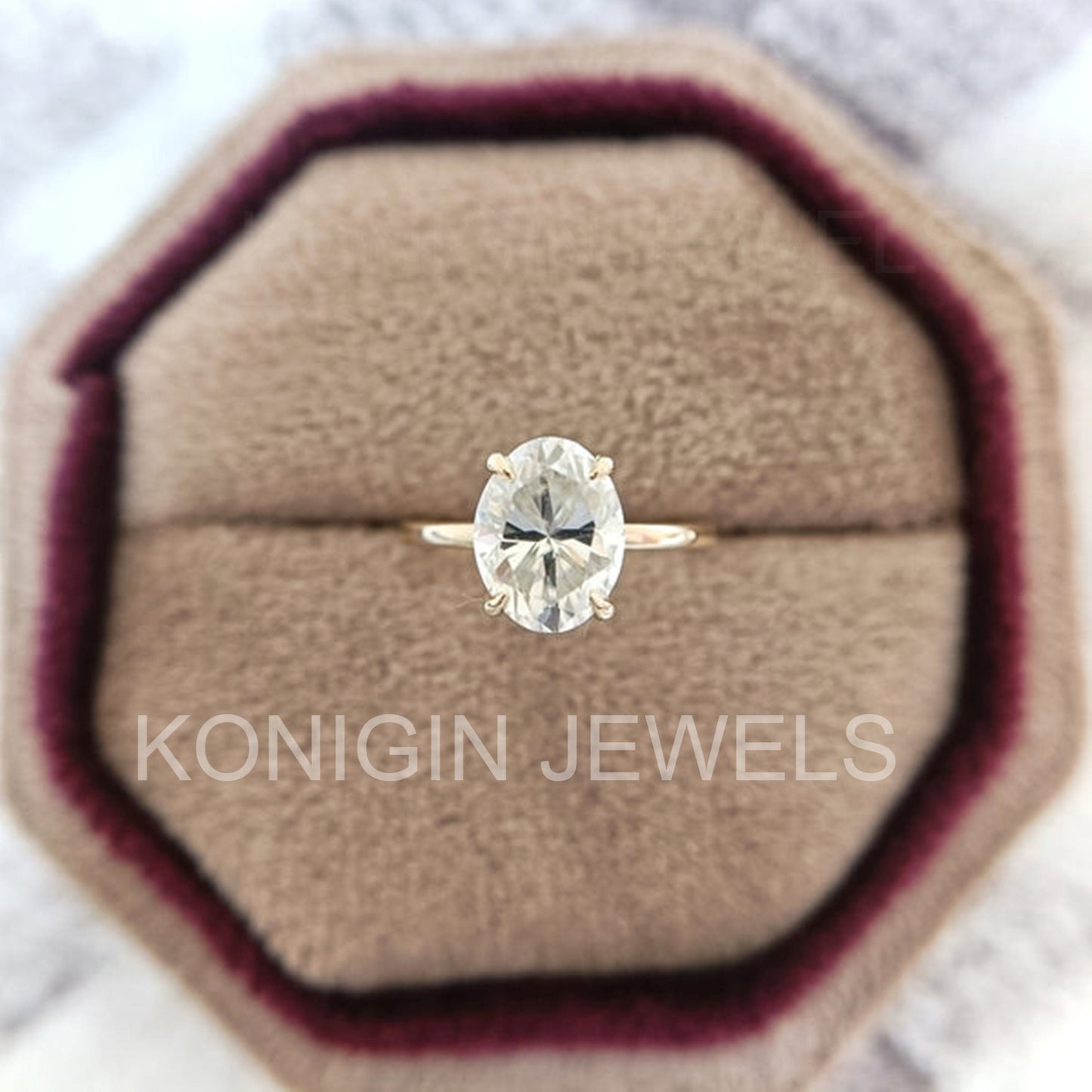 2 Carat Oval Shape Colorless Handmade Moissanite Diamond Proposal Ring
