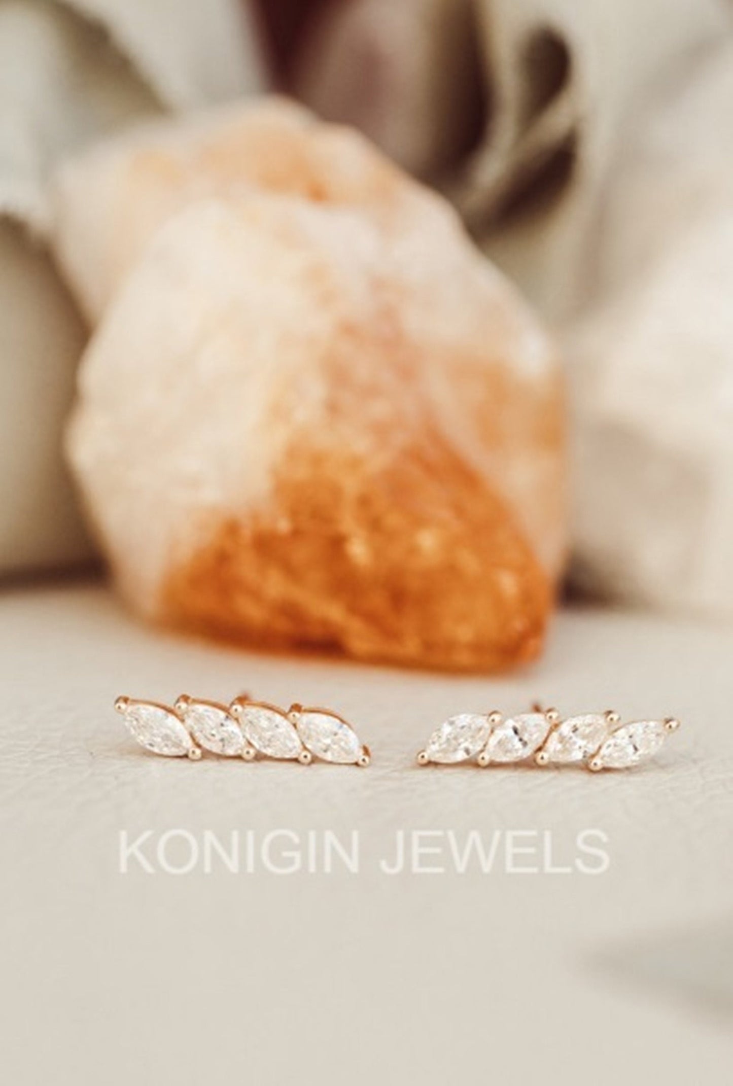 1.60CT Marquise Shape Colorless Moissanite Diamond Gold Earring