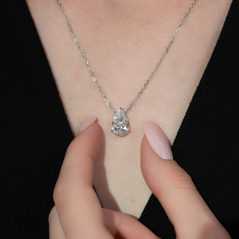 1.5CT Pear Shape Moissanite Diamond Solitaire Pendant For Her