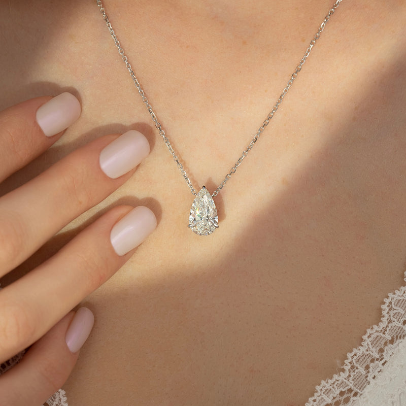 1.5CT Pear Shape Moissanite Diamond Solitaire Pendant For Her
