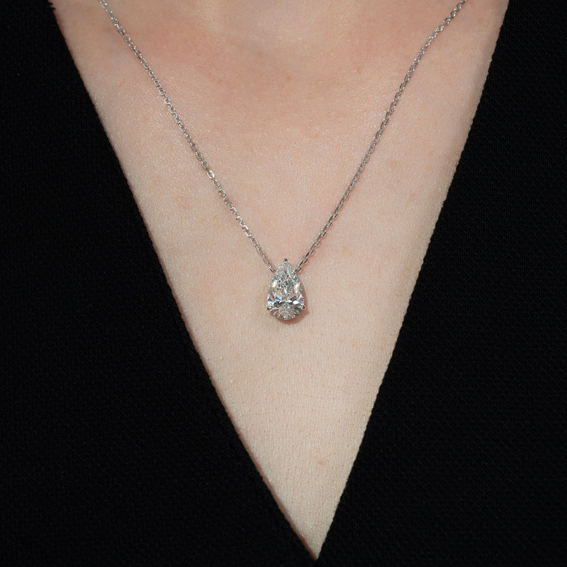 1.5CT Pear Shape Moissanite Diamond Solitaire Pendant For Her