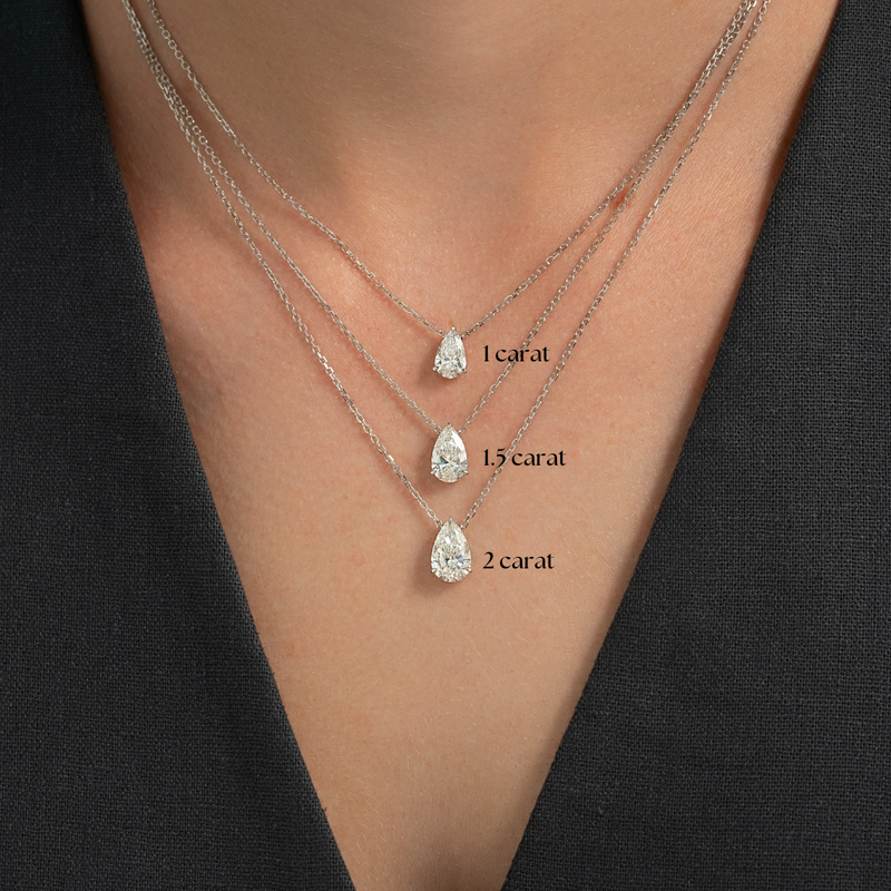 1.5CT Pear Shape Moissanite Diamond Solitaire Pendant For Her