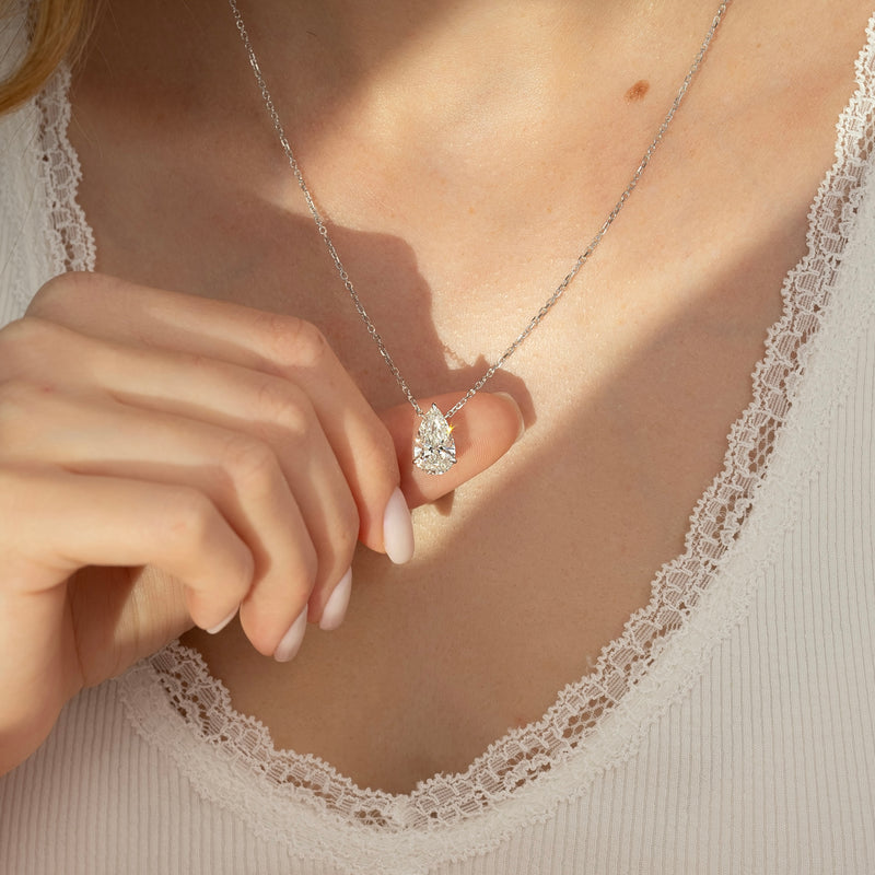 1.5CT Pear Shape Moissanite Diamond Solitaire Pendant For Her