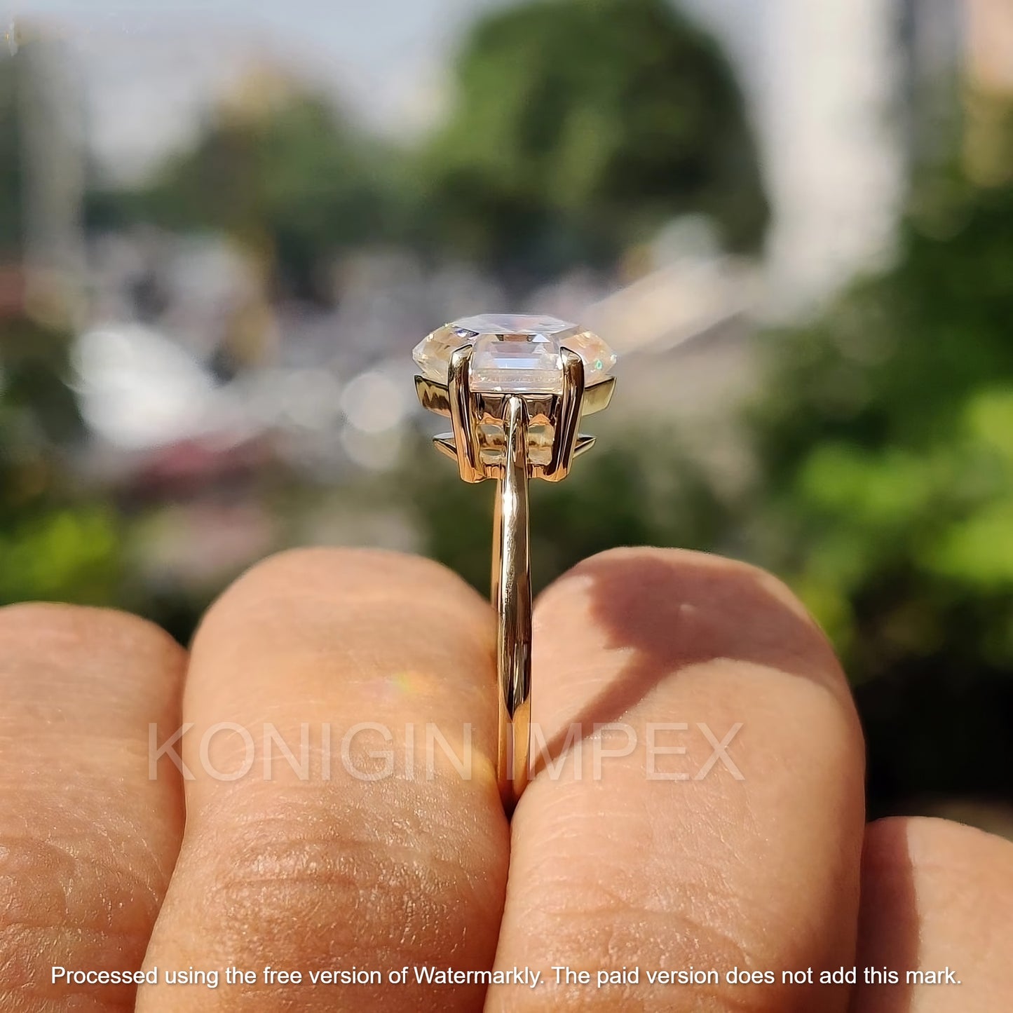 1 CT Colorless Hexagon Cut Moissanite Diamond Handmade Gold Ring For Mothers Day Gift