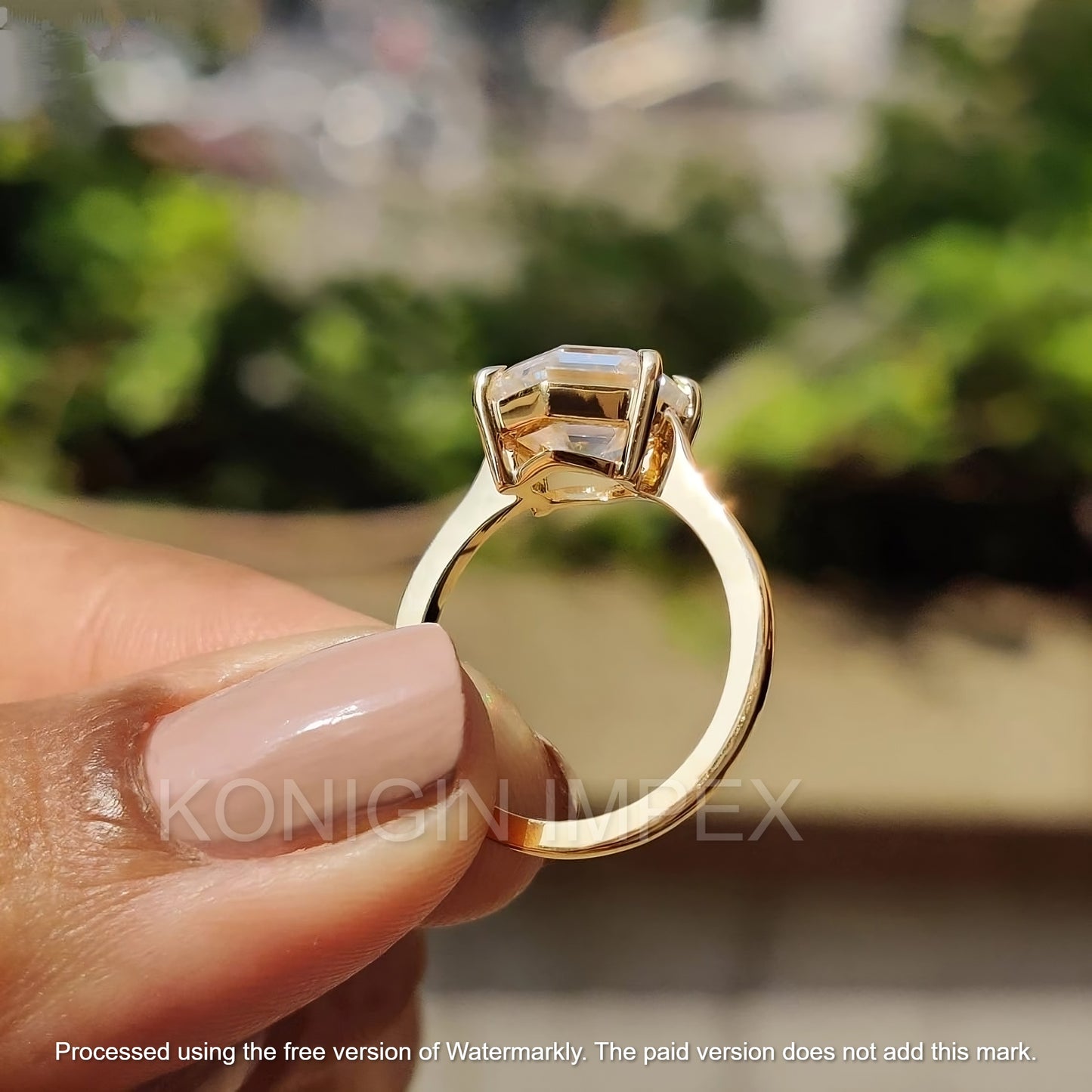 1 CT Colorless Hexagon Cut Moissanite Diamond Handmade Gold Ring For Mothers Day Gift