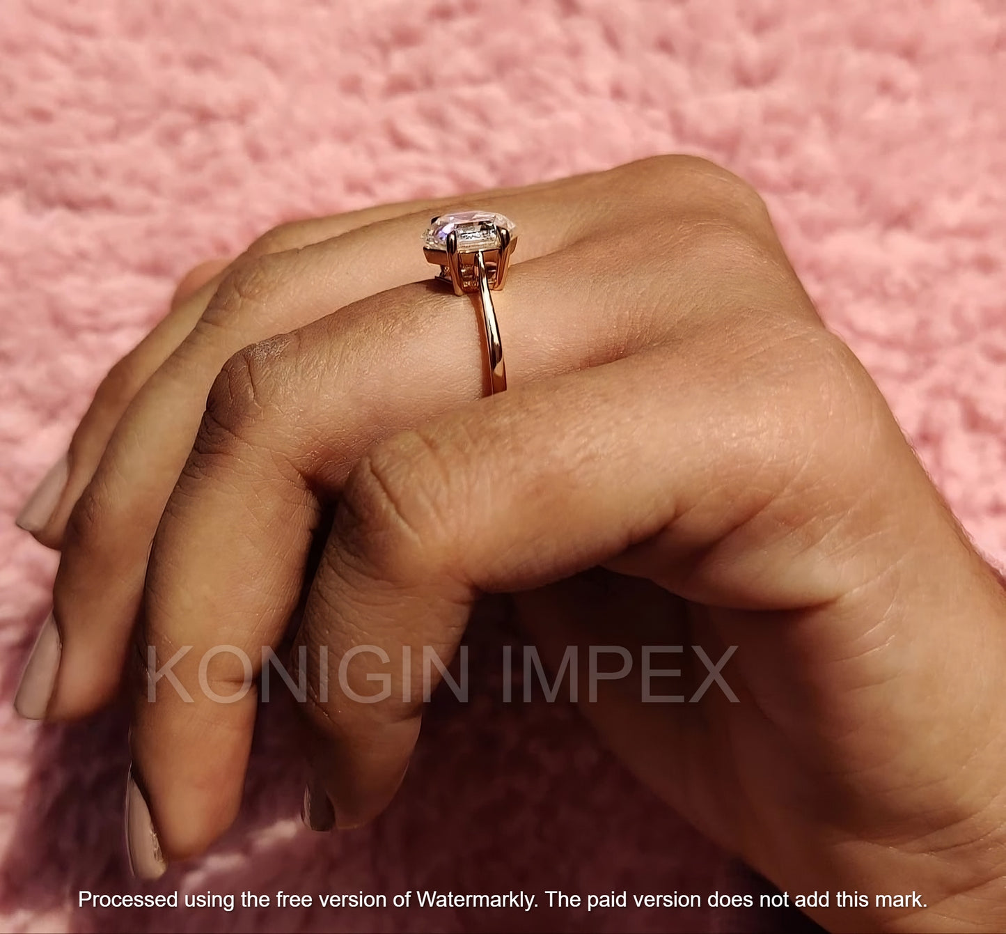 1 CT Colorless Hexagon Cut Moissanite Diamond Handmade Gold Ring For Mothers Day Gift