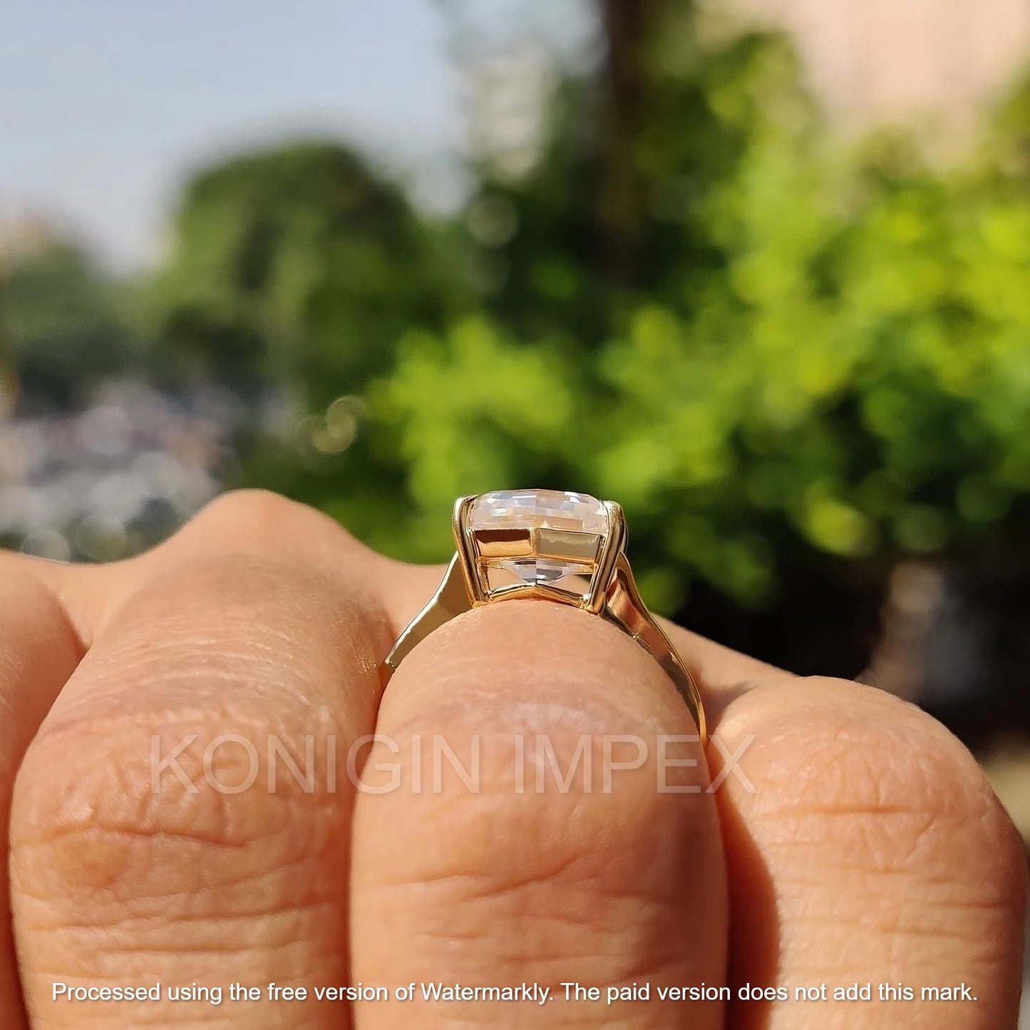 1 CT Colorless Hexagon Cut Moissanite Diamond Handmade Gold Ring For Mothers Day Gift