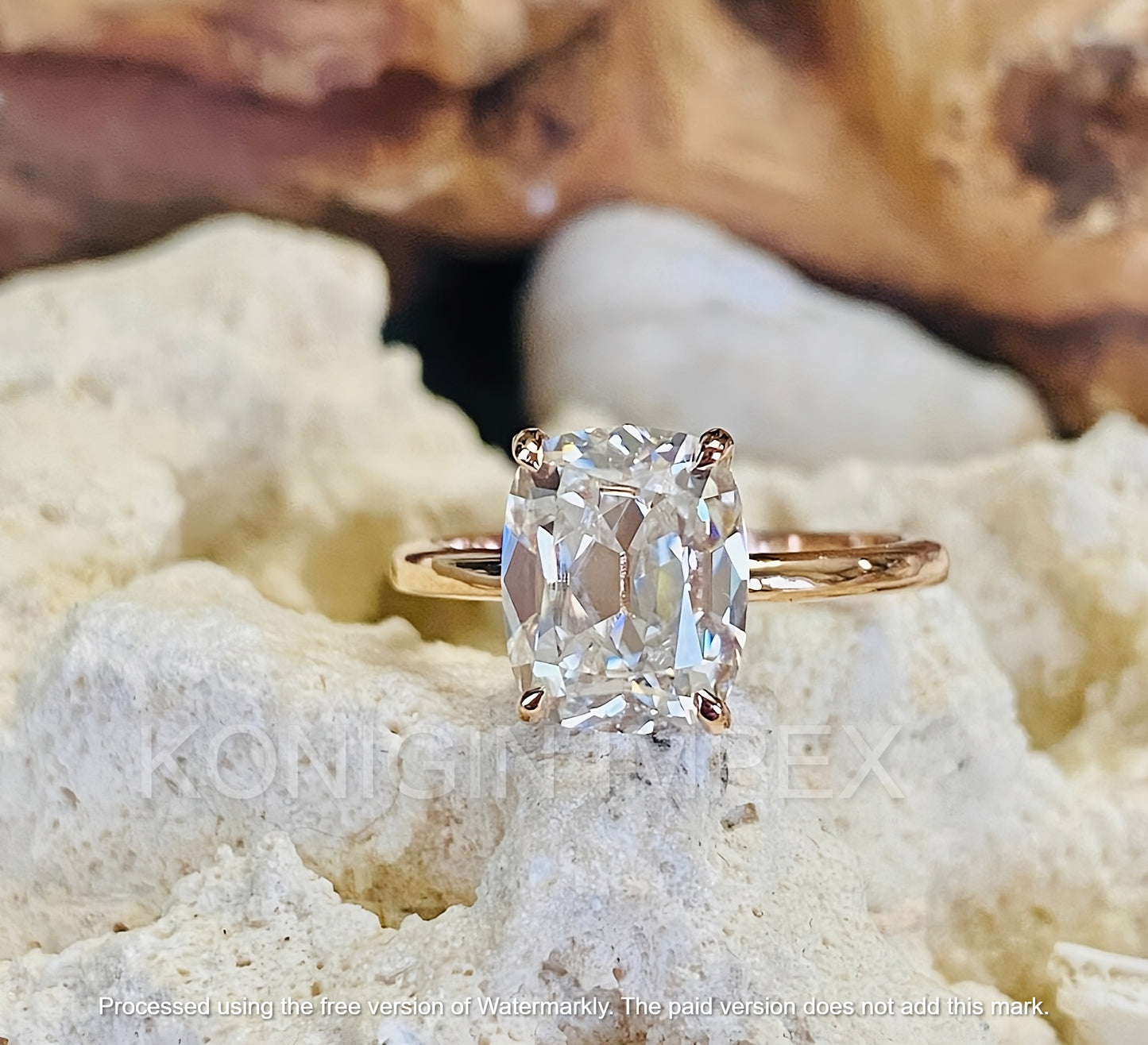 1 CT Cushion Shape Colorless Moissanite Diamond Gold Ring For Her