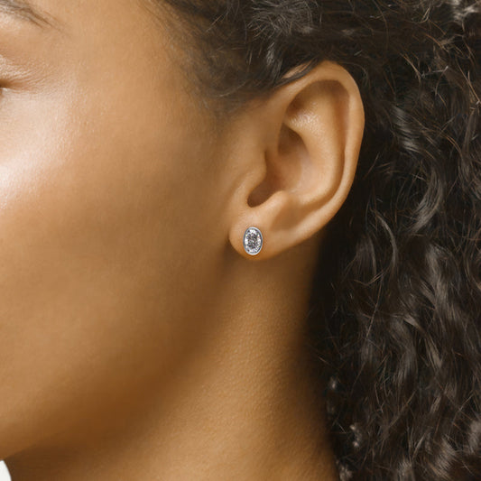 1CT Oval Shape Moissanite Diamond Bezel Stud Earring For Her