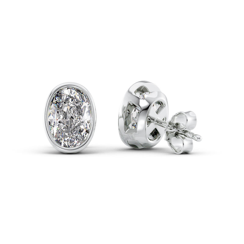 1CT Oval Shape Moissanite Diamond Bezel Stud Earring For Her