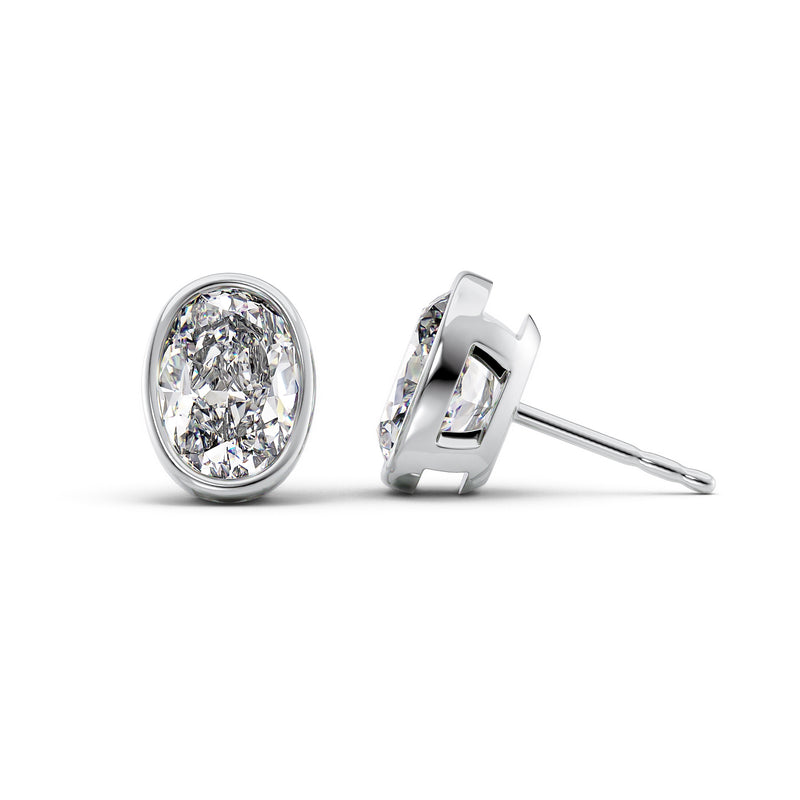 1CT Oval Shape Moissanite Diamond Bezel Stud Earring For Her