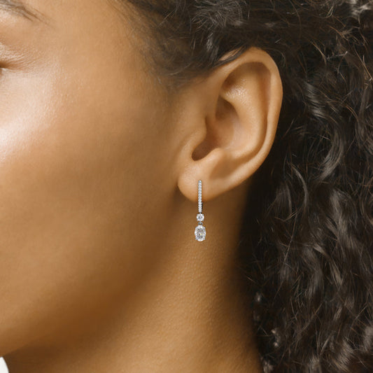 1CT Oval Shape Moissanite Diamond Drop Earring Set For Her