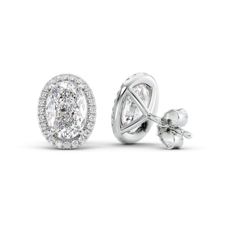 1CT Oval Shape Moissanite Diamond Halo Stud Earring For Her