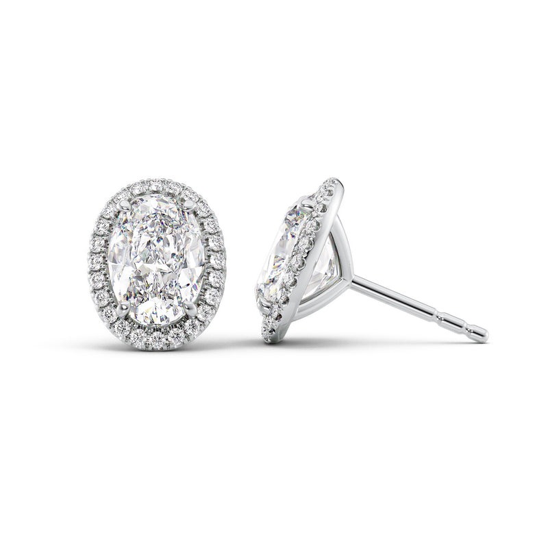 1CT Oval Shape Moissanite Diamond Halo Stud Earring For Her