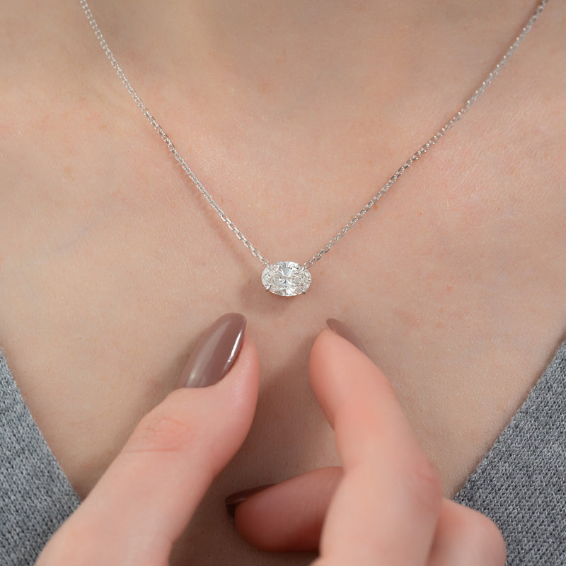 1CT Oval Shape Moissanite Diamond  Solitaire Pendant For Her