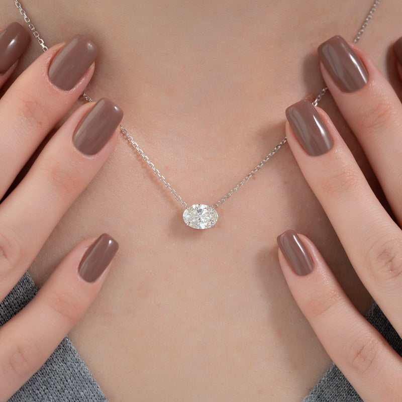 1CT Oval Shape Moissanite Diamond  Solitaire Pendant For Her