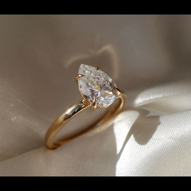 Pear Solitaire Ring