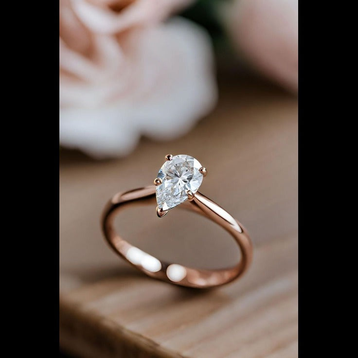 Pear Solitaire Ring