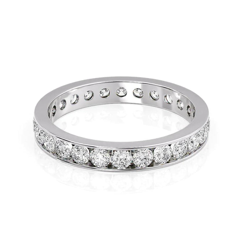 2CT Round Shape Channel Eternity Wedding Band