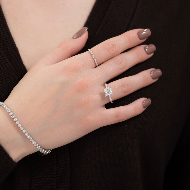 3CT Round Shape Moissanite Diamond Bezel Tennis Bracelet For Women