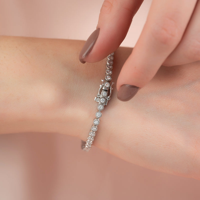 3CT Round Shape Moissanite Diamond Bezel Tennis Bracelet For Women