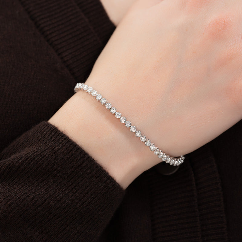 3CT Round Shape Moissanite Diamond Bezel Tennis Bracelet For Women