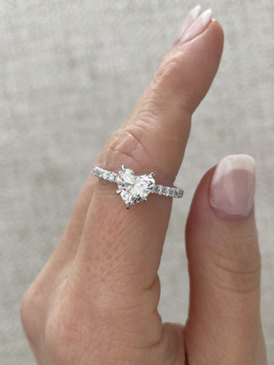 6mm Heart Shape Colorless Moissanite Diamond Ring For Her