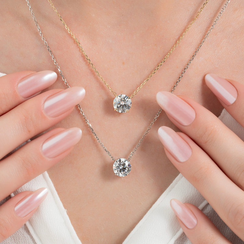 8mm Round Shape Colorless Moissanite Diamond Pendant For Her