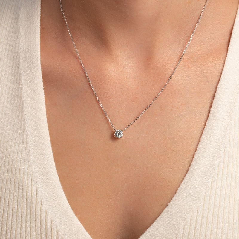 8mm Round Shape Colorless Moissanite Diamond Gold Pendant For Her