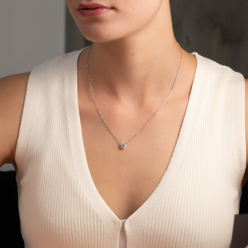 8mm Round Shape Colorless Moissanite Diamond Gold Pendant For Her