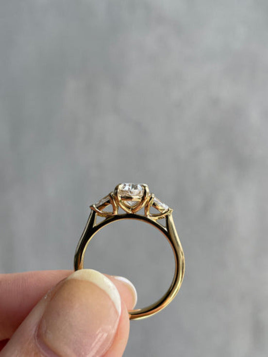 Oval With Pear Trilogy Gold Engagement Ring