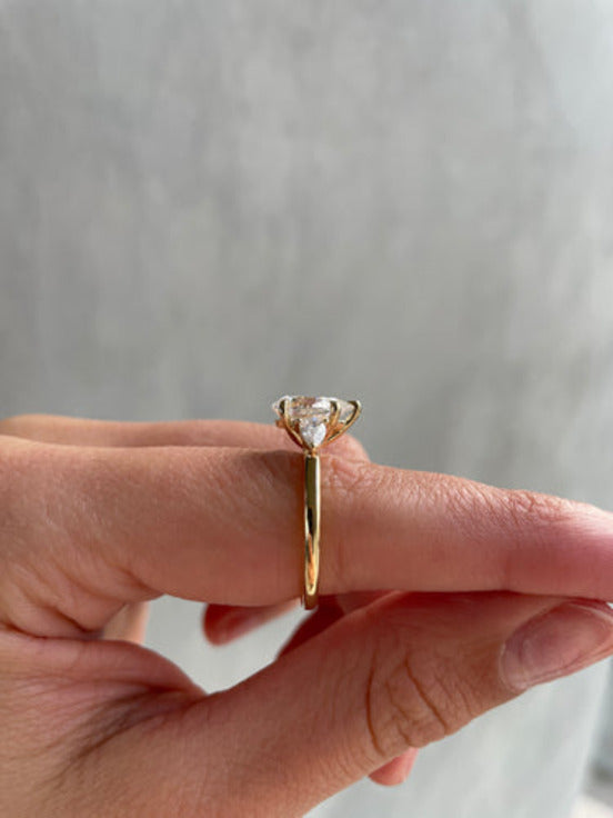 Pear Trilogy Gold Engagement Ring For Her