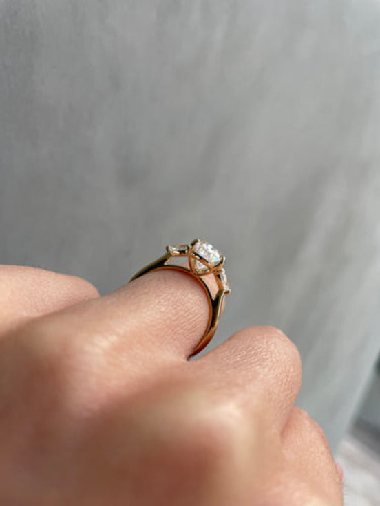 Pear Trilogy Gold Engagement Ring For Her