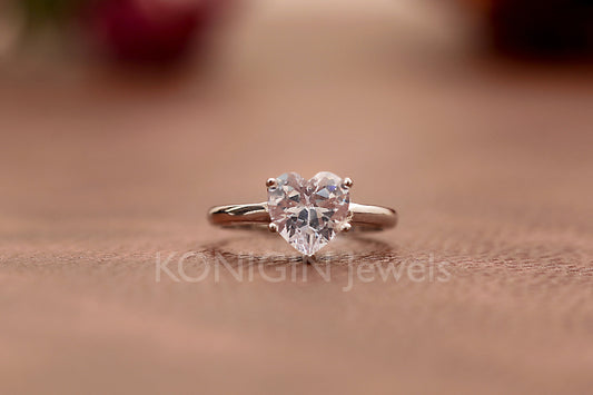 8mm Heart Shape Moissanite Diamond Proposal Ring For Her