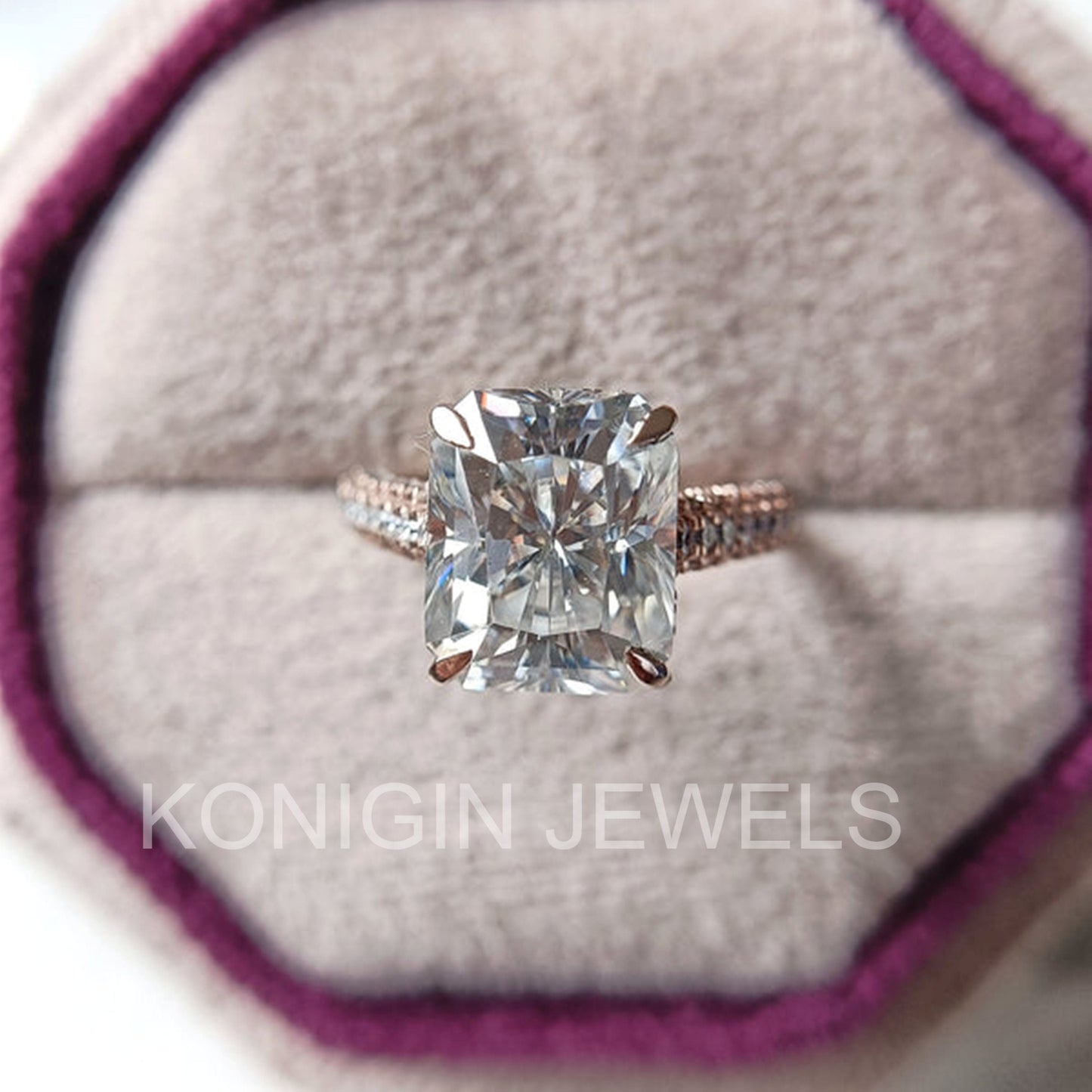 2 CT Radiant Shape Colorless Moissanite Diamond Solitair Ring For Her