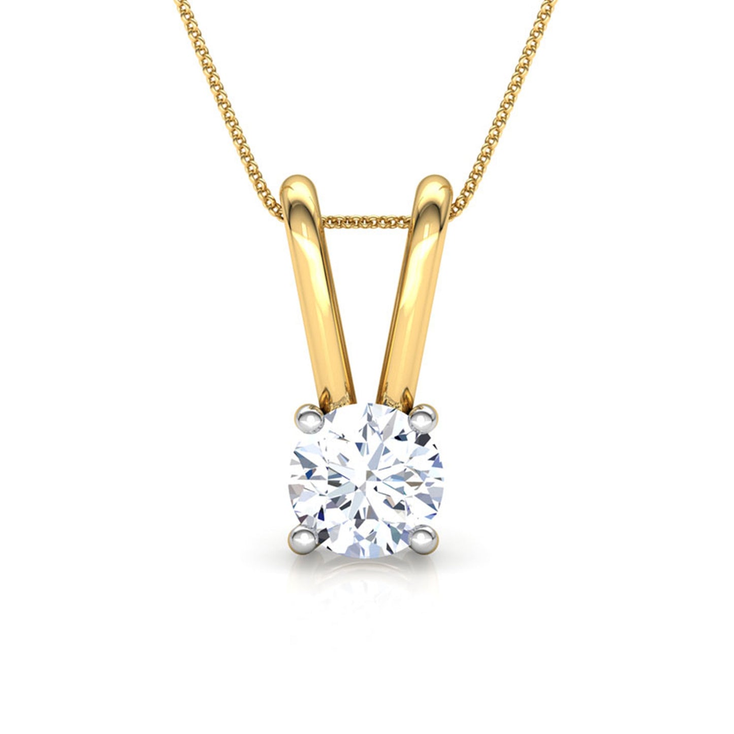 1CT Round Shape Colorless Moissanite Diamond Gold Pendant For Her