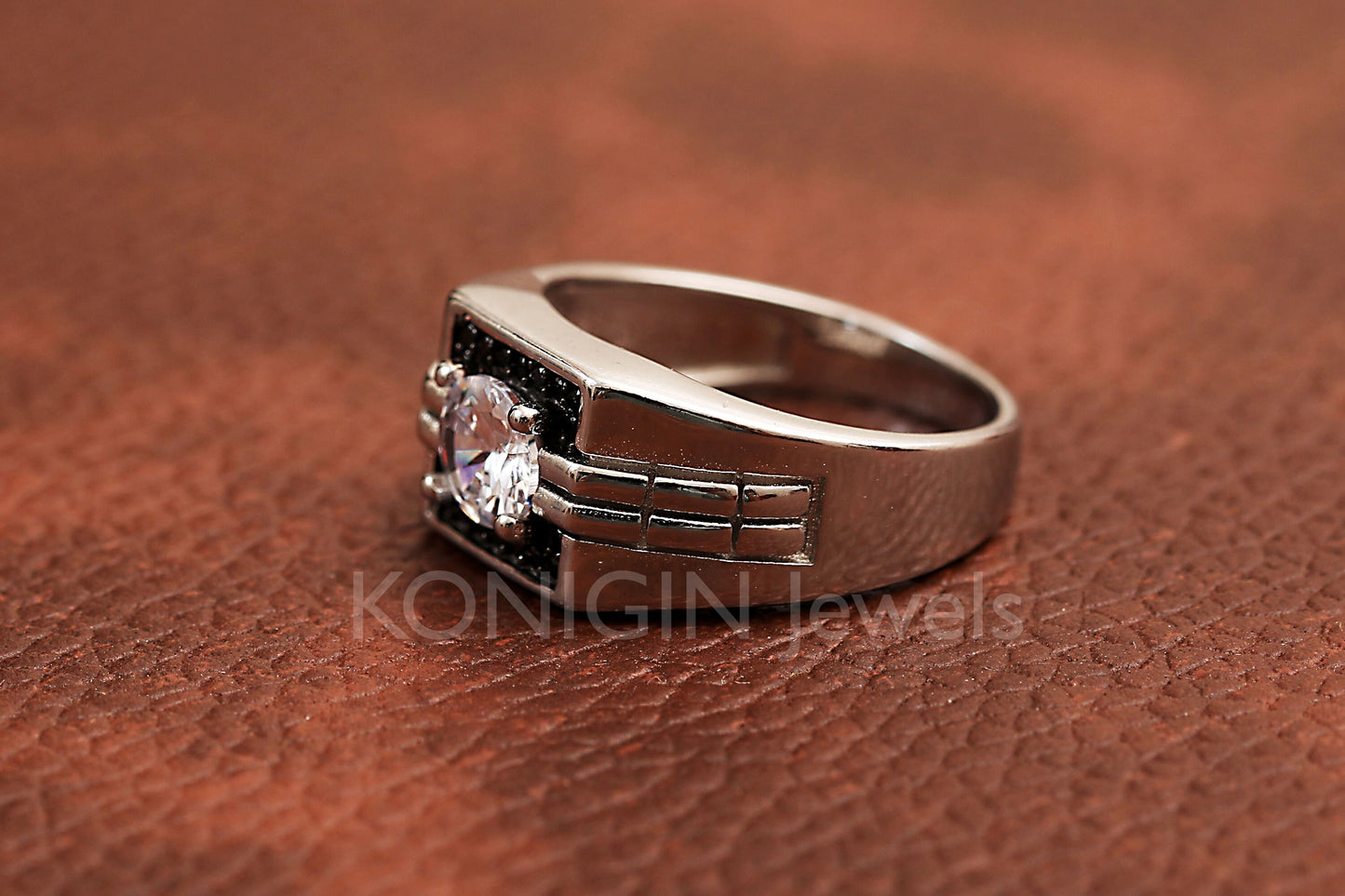 1 Carat Round Shape Colorless Moissanite Diamond Ring For Men