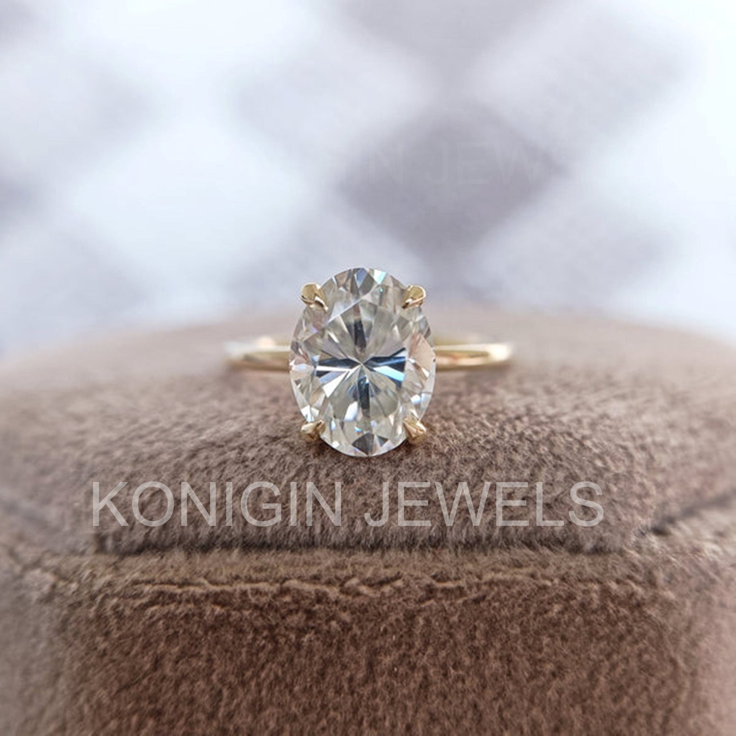 3 Carat Oval Shape Colorless Handmade Moissanite Diamond Proposal Ring