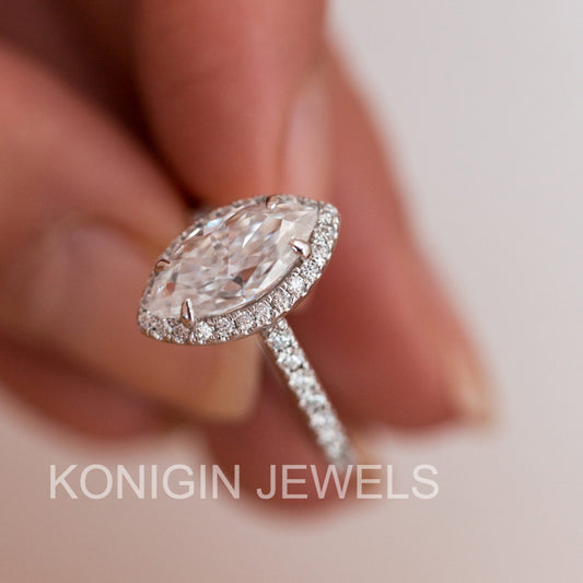 2 CT Marquise Shape Colorless Moissnite Diamond Proposal Ring