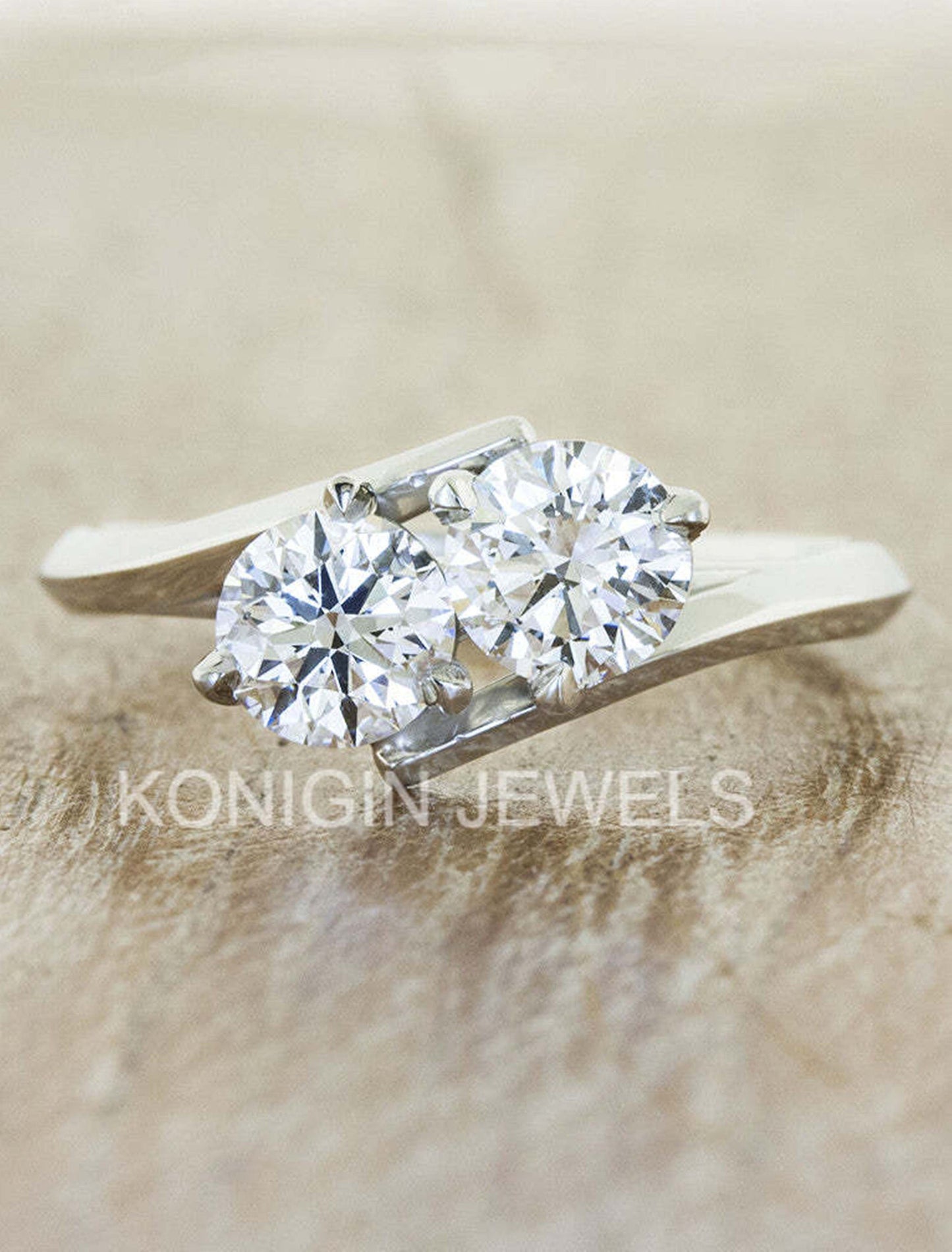 0.76CT Round Shape Colorless Double Moissanite Diamond Ring For Her