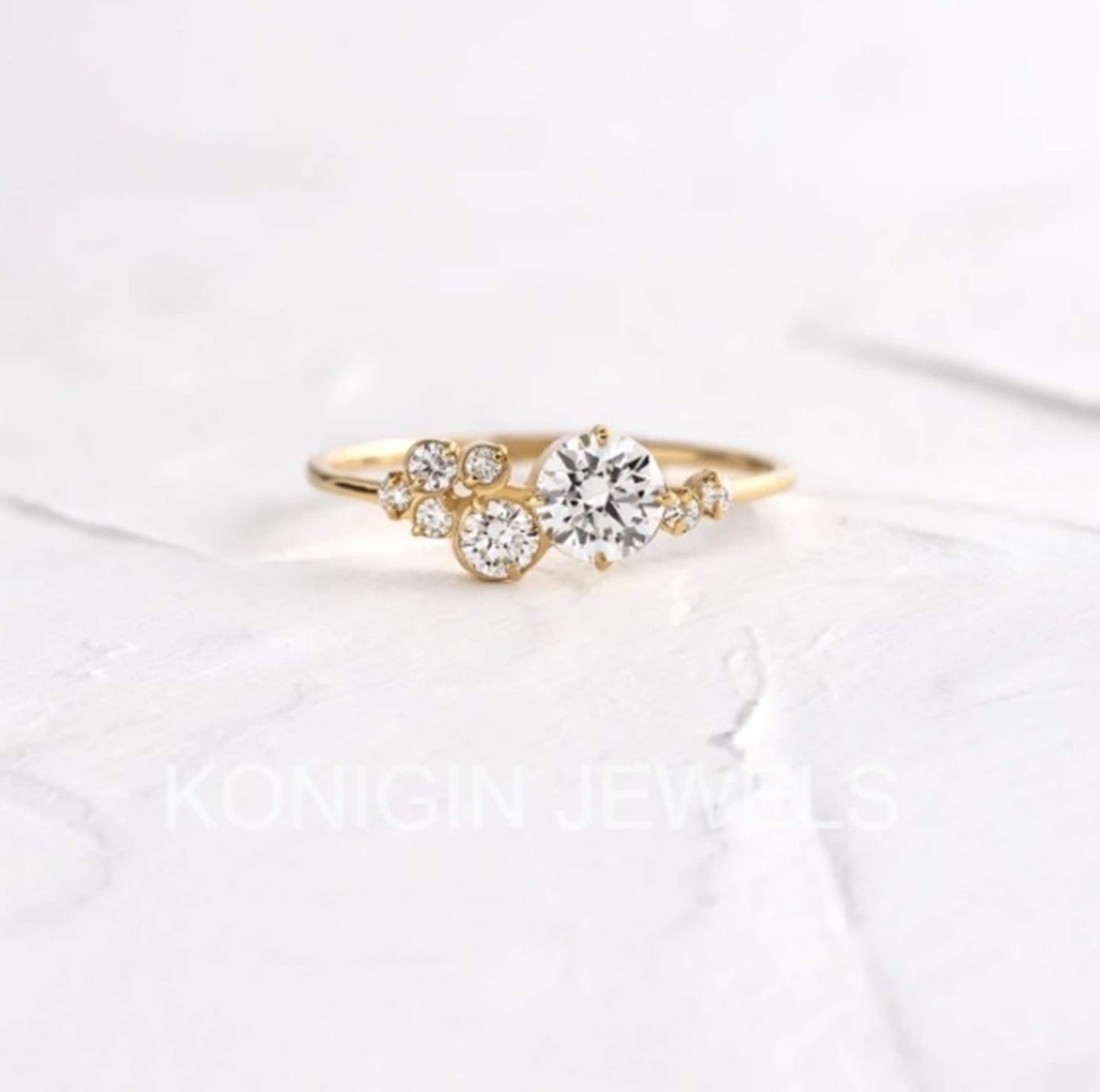 1.58CT Round Shape Colorless Moissanite Diamond Gold Unique Ring For Women