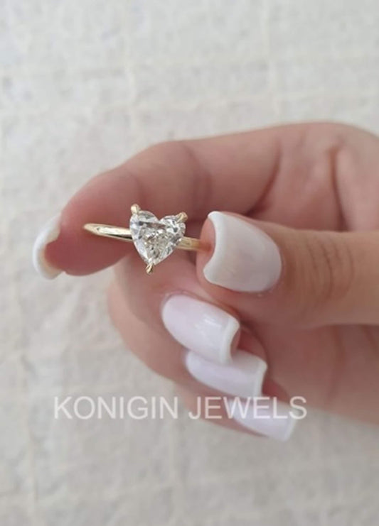 1 Carat Heart Shape Colorless Moissanite Diamond Solitaire Engagement Ring