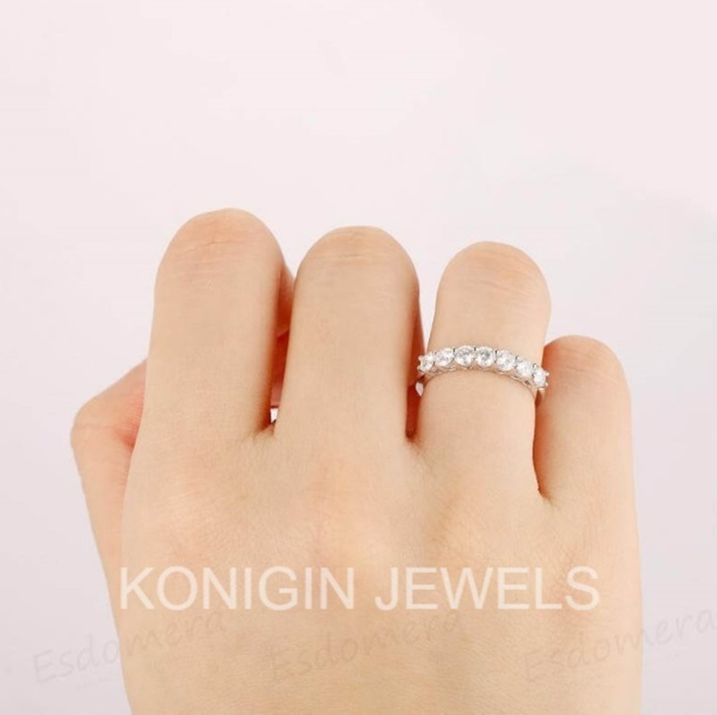 3MM Round Shape Colorless Moissanite Diamond Ring For Women