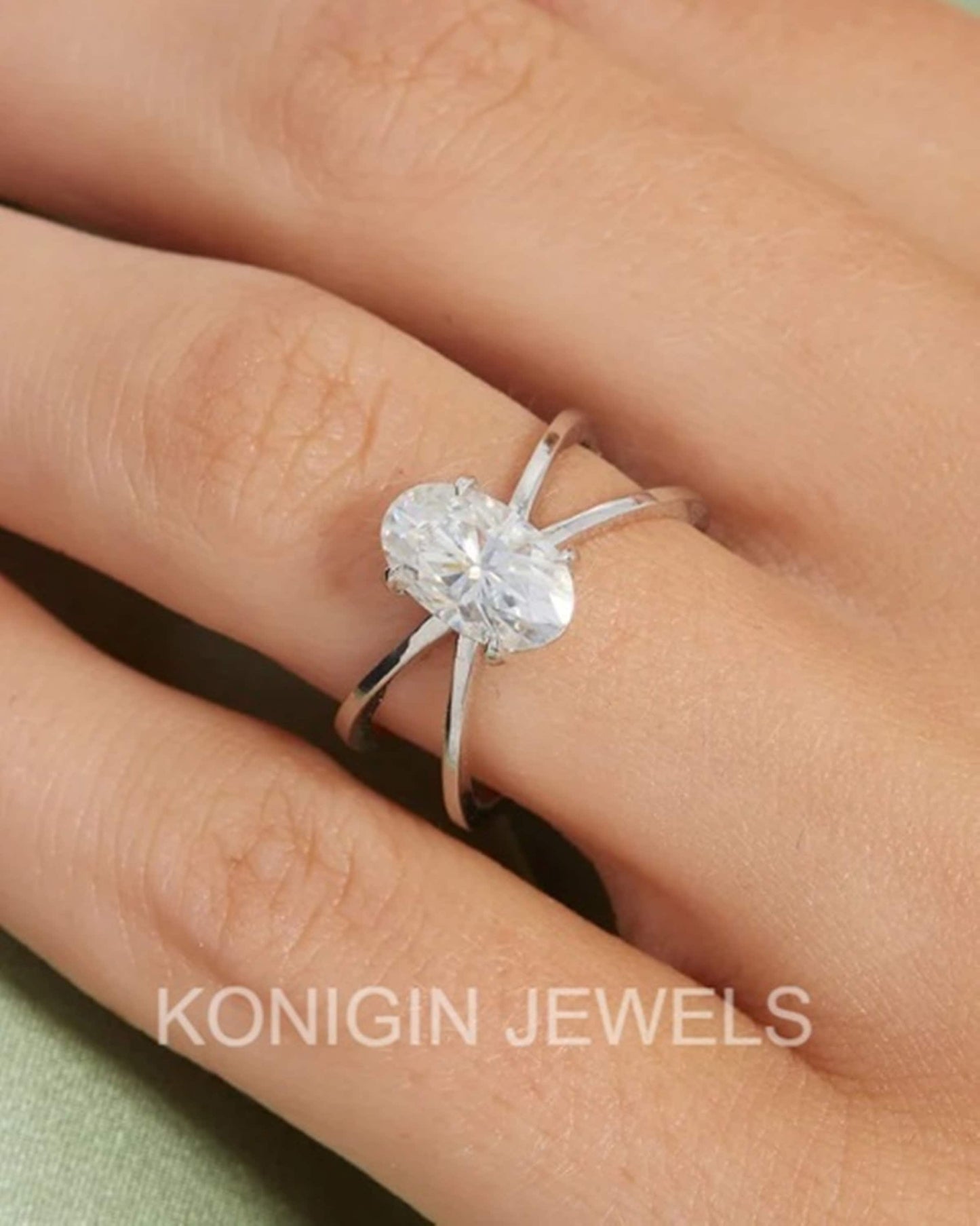 1.25CT Oval Shape Moissanite Diamond Gold Cross Ring For Women