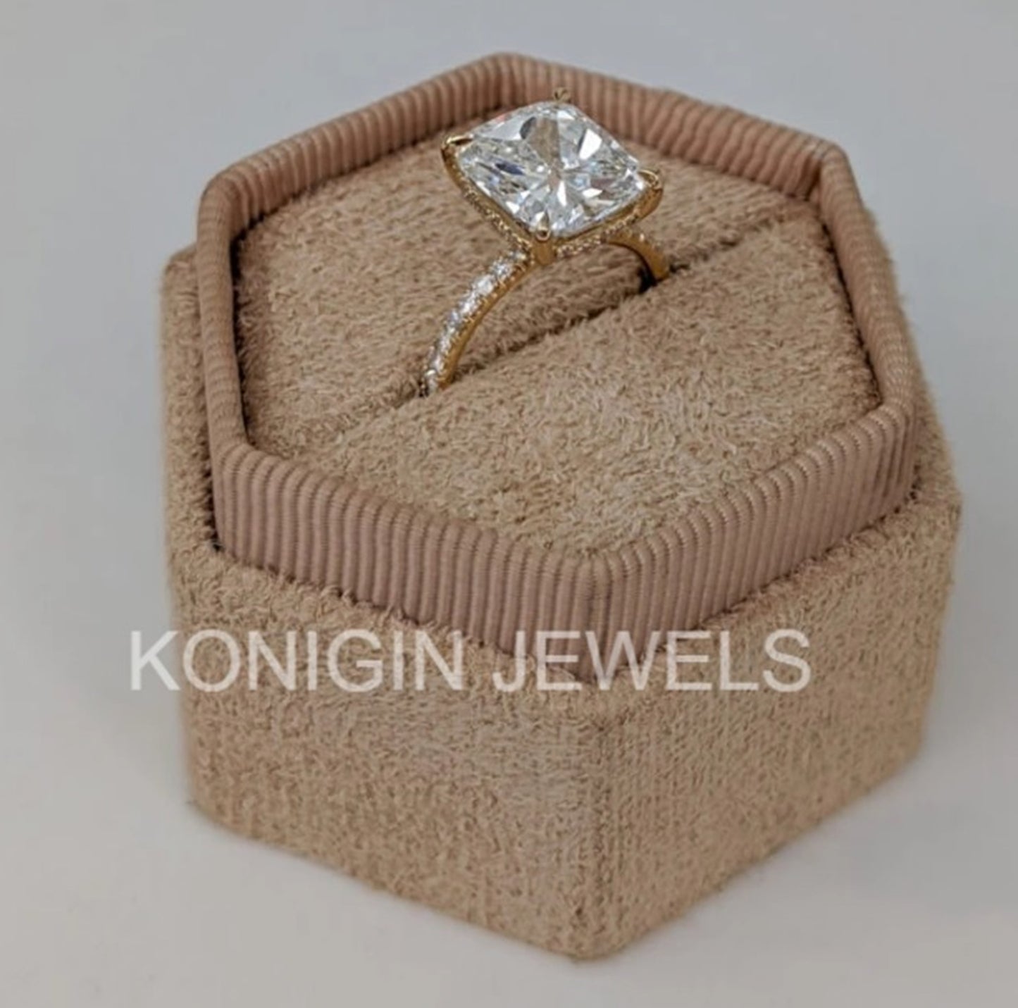 1.50CT Cushion Shape Colorless Moissanite Diamond Gold Engagement Ring