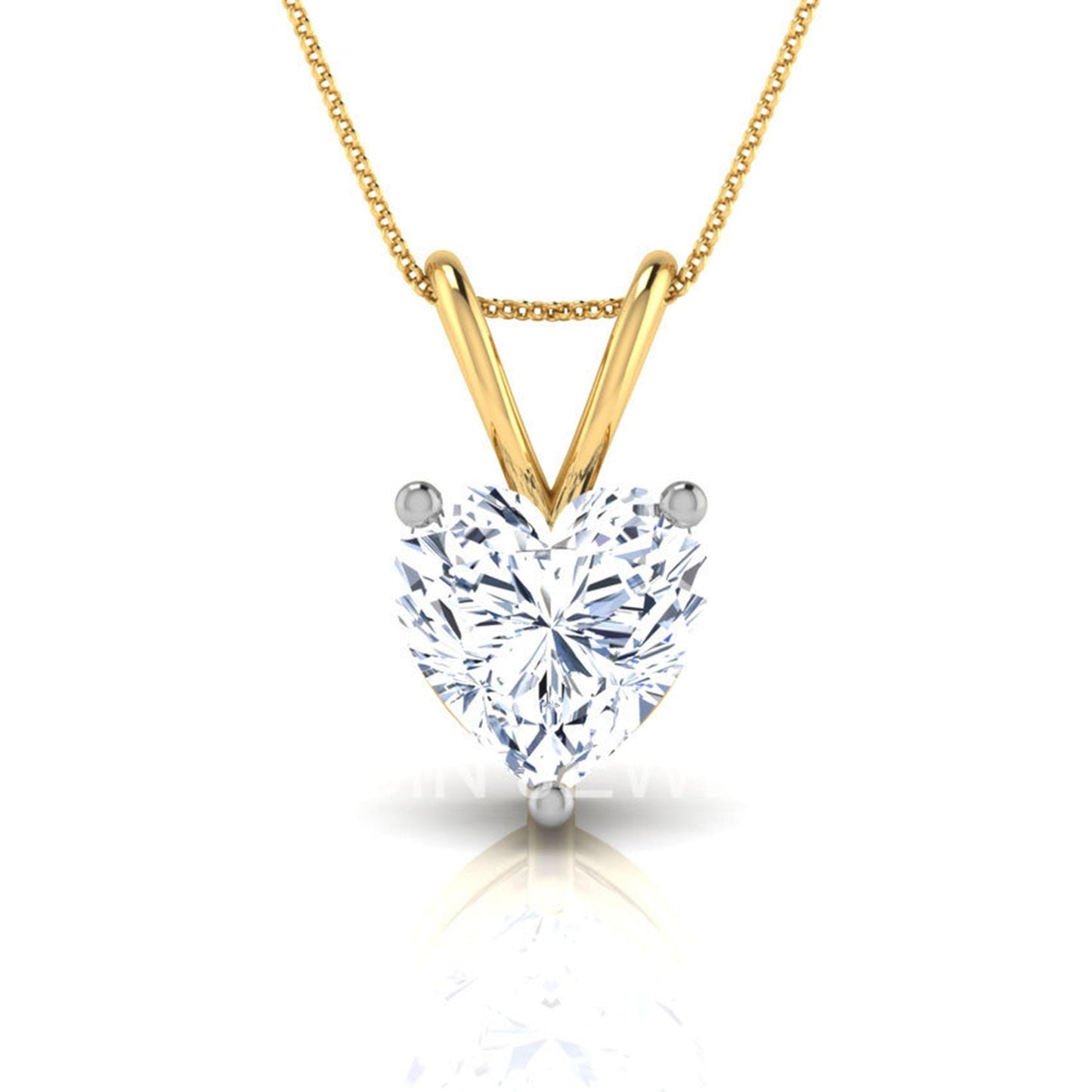 2CT Heart Shape Colorless Moissanite Diamond Gold Pendant For Women