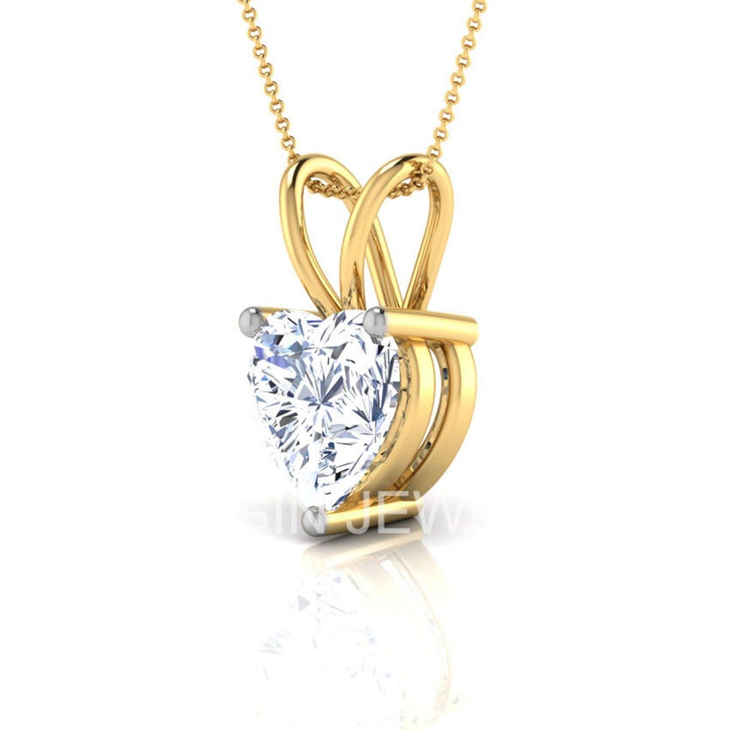 2CT Heart Shape Colorless Moissanite Diamond Gold Pendant For Women